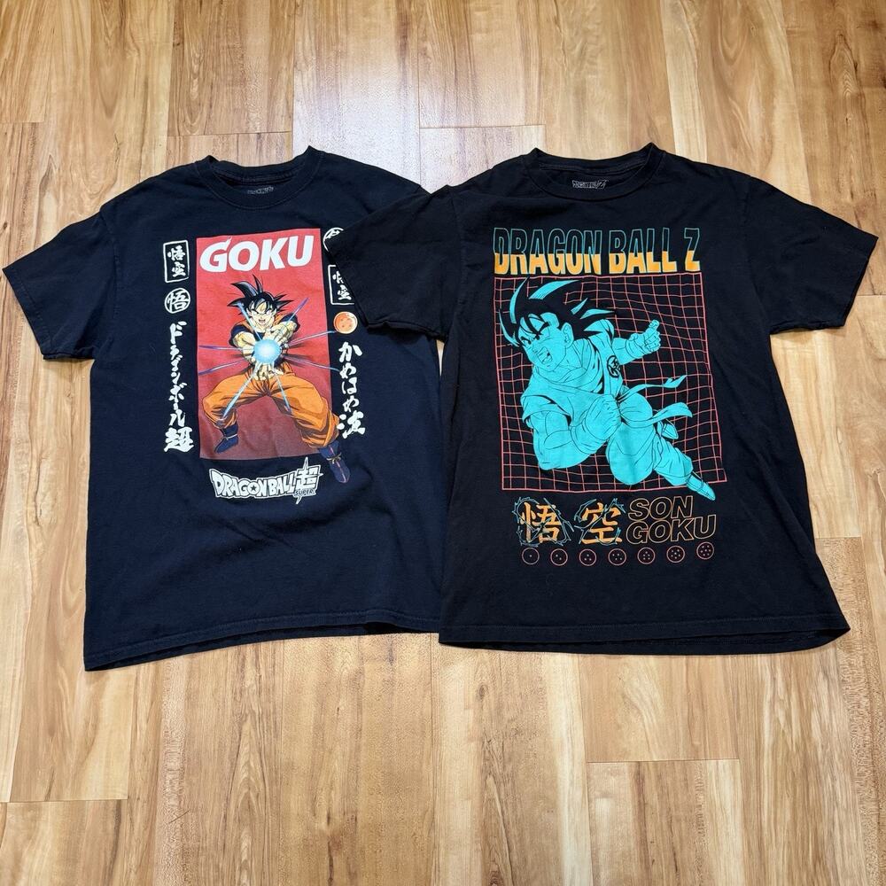 Lot 2 Dragon Ball Z Super Goku T Shirts Mens Medium Black Anime Graphic Tees